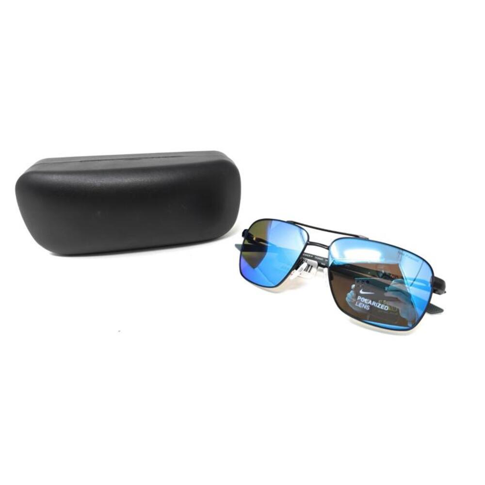 Nike Club Premier-P DQ0920 011 Sunglasses Satin Black Polarized Blue Mirror Lens - Picture 3 of 8